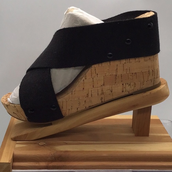 Lucky Brand Black MILLER 2 Slip-On Cork Wedge Sandal - Picture 3 of 9